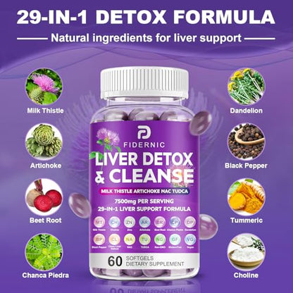 Liver Cleanse Detox & Repair – Milk Thistle 7500mg | NAC, TUDCA, Choline | 120 Softgels