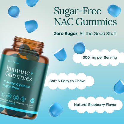 World's First Sugar-Free NAC Gummies – N-Acetyl Cysteine Supplement with MCT Oil Coating (60ct) | Respiratory Health & Liver Detox