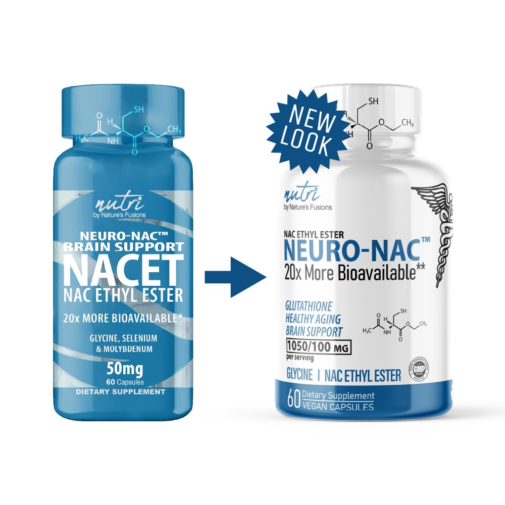 Nature's Fusions Neuro NAC with NACET – Pack of 2, 120 Capsules | 20x More Bioavailable NACET