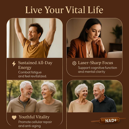 ARSYCHLL NAD Advanced Cellular Renewal - 1200mg NAD Supplement for Skin Aging Support, Energy & Focus - 10 Vials