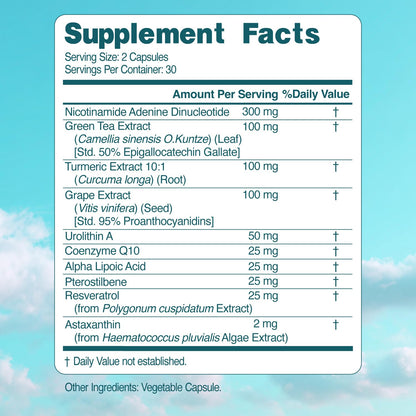 NAD+ Elite Complex – Direct NAD+ 300 mg (60 Veg Capsules)