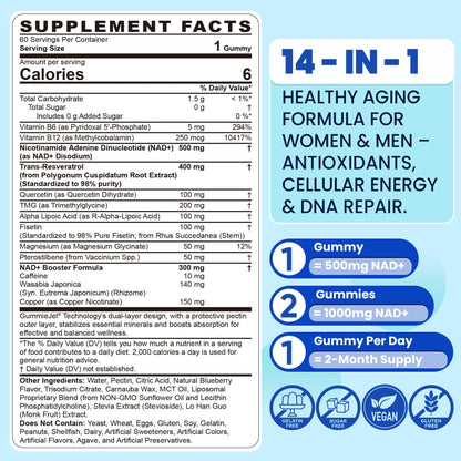 Liposomal NAD+ Gummies for Energy, Aging Defense & DNA Repair – 60 Count