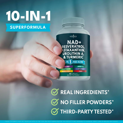NEW AGE NAD+ Supplement – Astaxanthin, Urolithin A, Resveratrol, CoQ10 | Cellular Energy & Mitochondrial Support