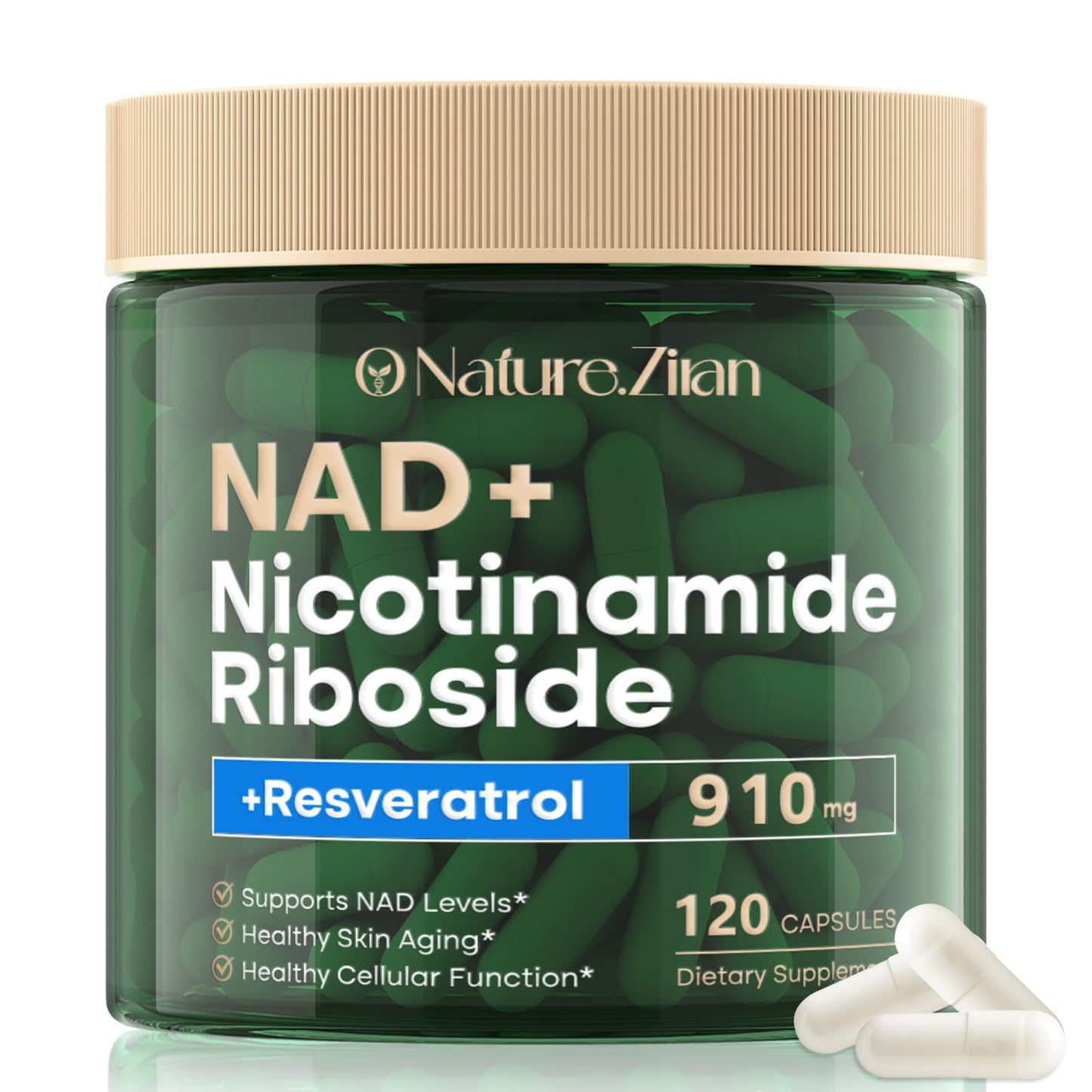 NAD+ Supplement 120 Capsules – Liposomal NR, Resveratrol & Quercetin | Anti-Aging & Cellular Regeneration