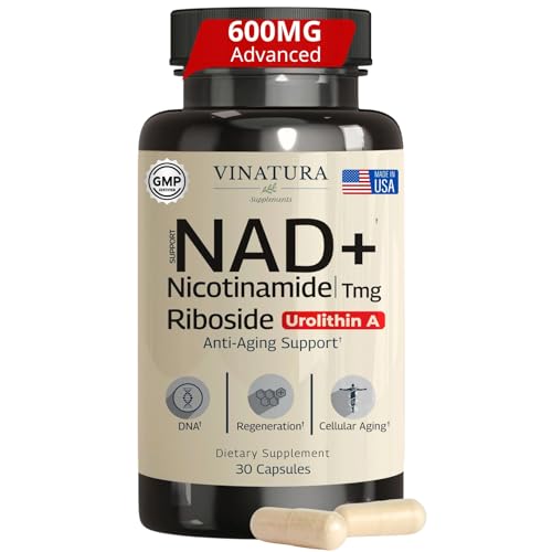 NAD+ Supplement – Nicotinamide Riboside + Resveratrol, TMG & Urolithin A | 30 Vegan Capsules