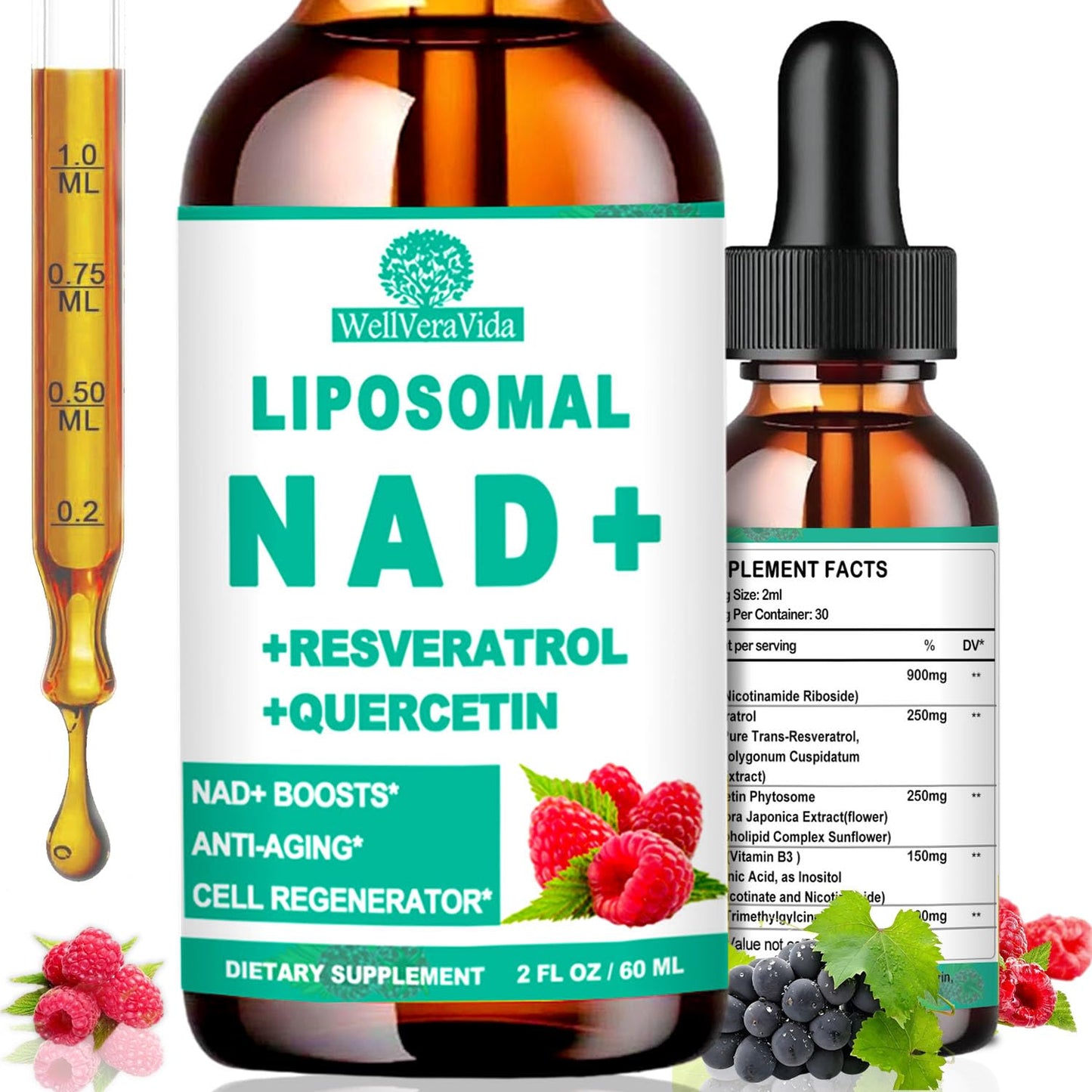 NAD Supplements for Women & Men | Liposomal NR NAD+ 900mg + Resveratrol