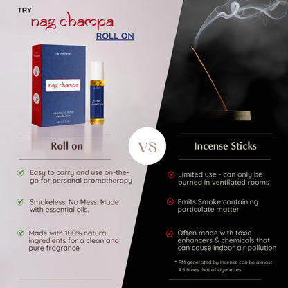 Nag Champa Essential Oil Roll-On Blend by Aromafume | 10ml | Sandalwood, Jasmine, Ylang Ylang & Champa Flower