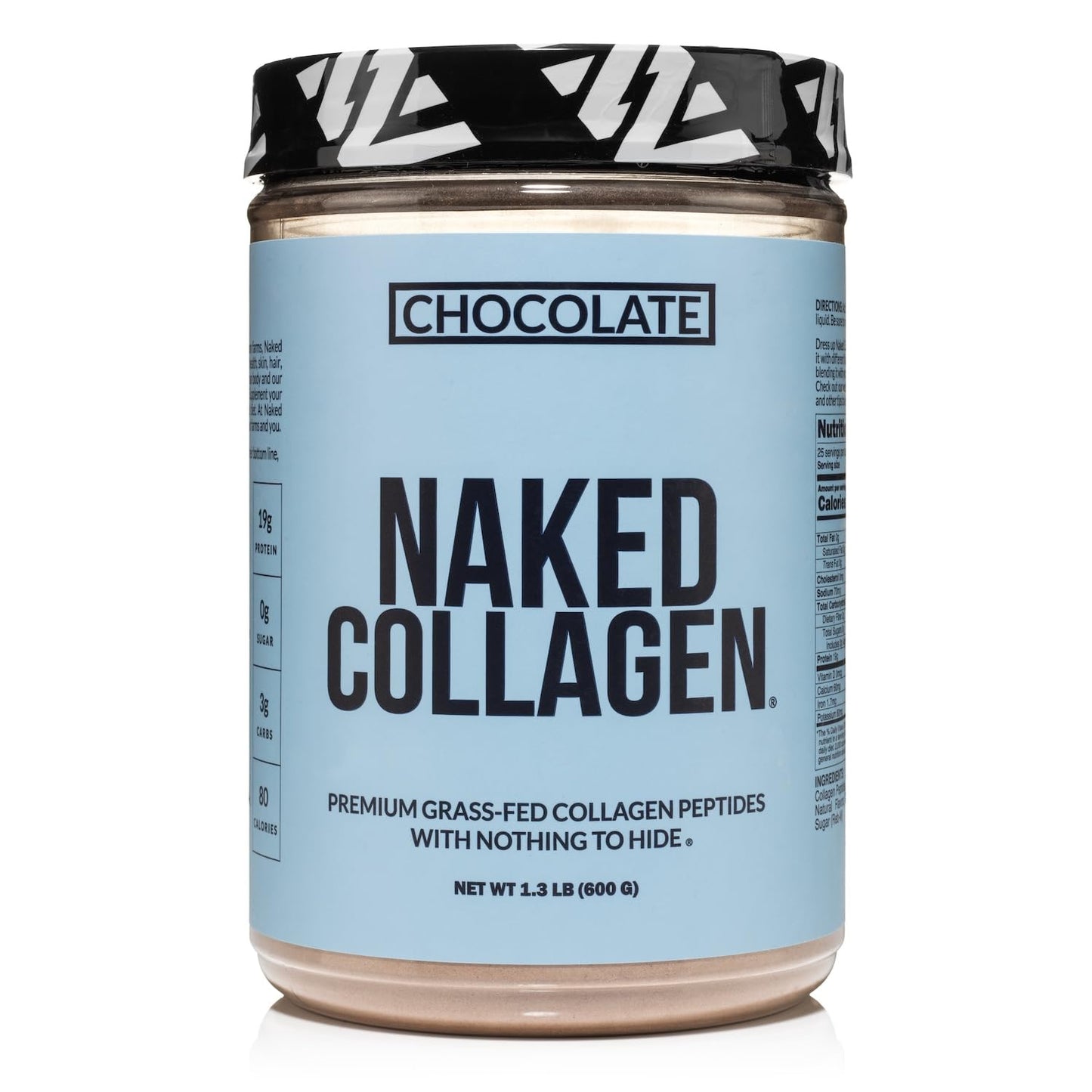 NAKED Chocolate Collagen Peptides Powder – 24 Servings, 20 oz, Grass-Fed, Paleo & Keto Friendly, Non-GMO, Gluten Free