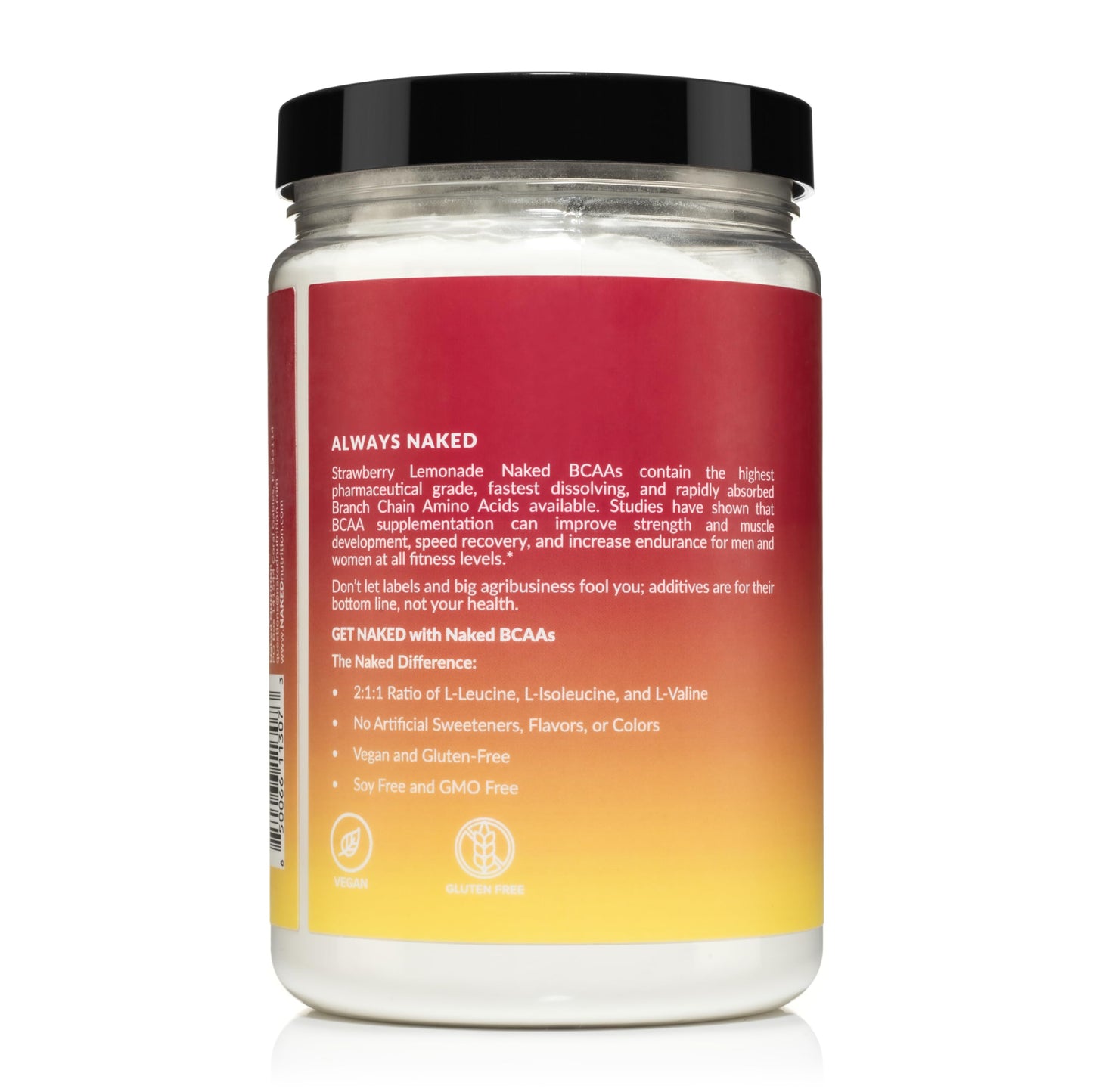 NAKED Strawberry Lemonade BCAAs – 501g, 34 Servings, Vegan 2:1:1 Powder