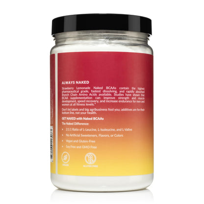 NAKED Strawberry Lemonade BCAAs – 501g, 34 Servings, Vegan 2:1:1 Powder