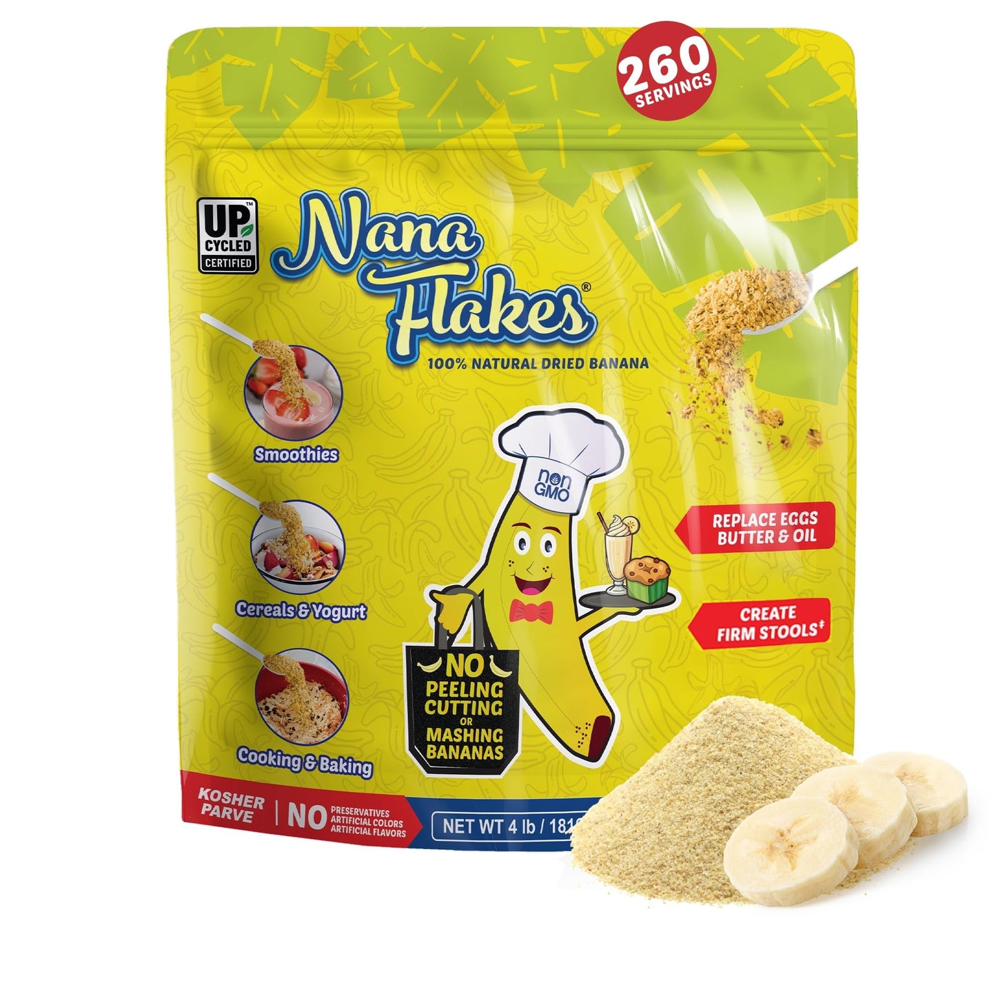 Nutritional Designs Nana Flakes Banana Powder – 100% Natural, Digestive Support (2LB)