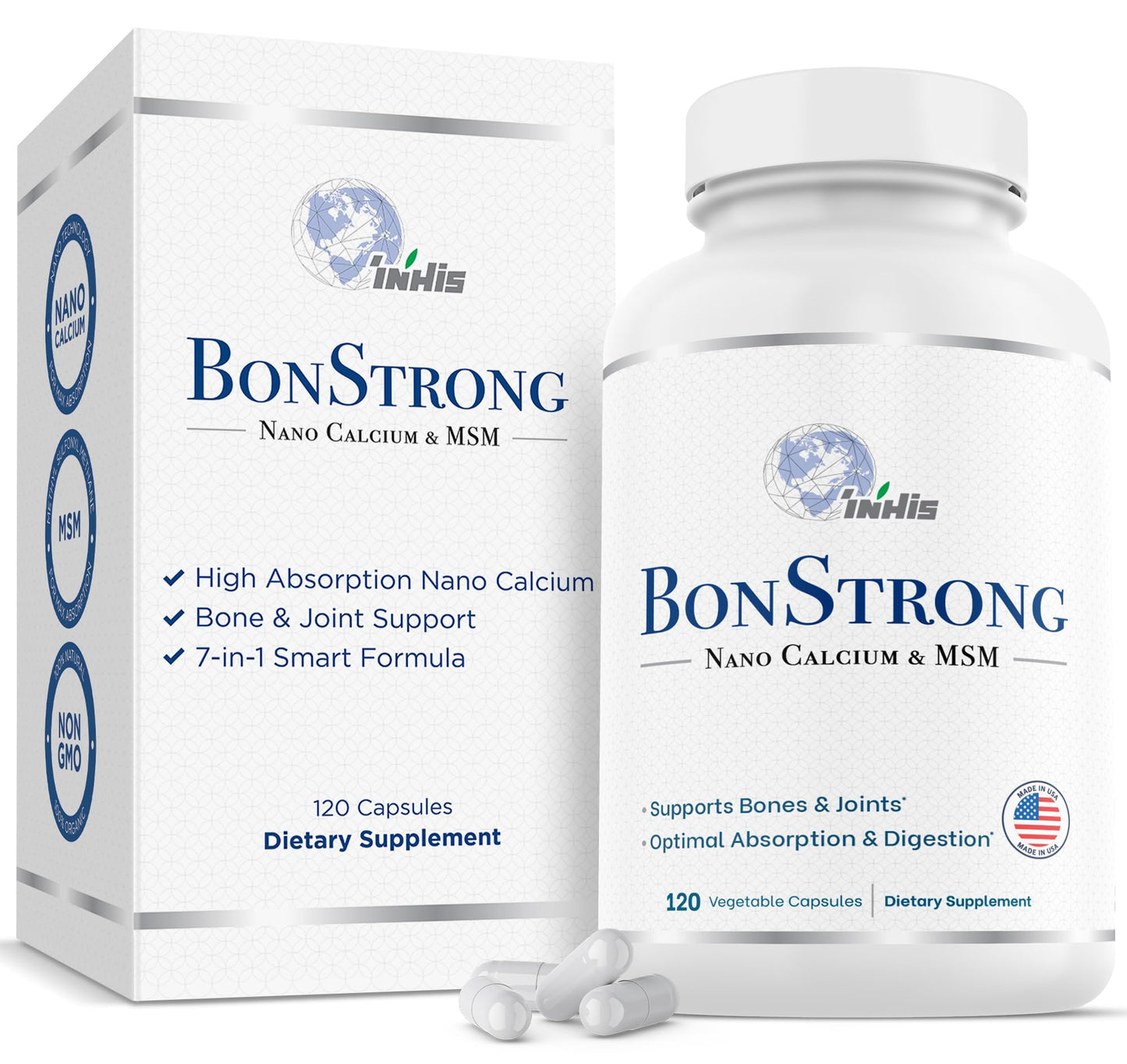 Nano Calcium Supplement – 7-in-1 Bone Support with MSM, D3, K1, Mg, Zn – Made in USA