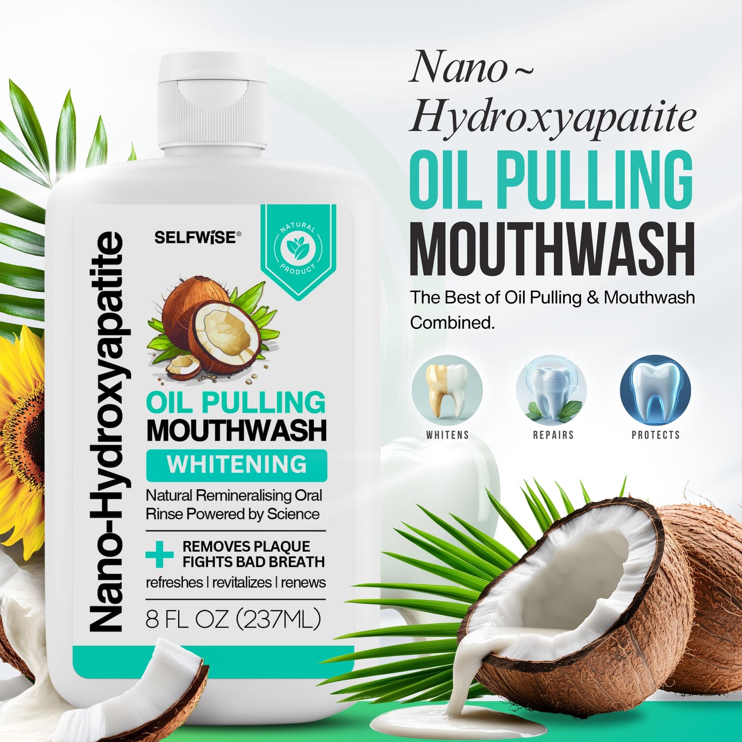 Nano-Hydroxyapatite Oil Pulling Mouthwash – Teeth & Gums, Organic