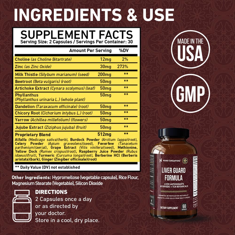 Nano Singapore Liver Guard Formula – Liver Health Support, Detox & Digestive Health | 60 Capsules