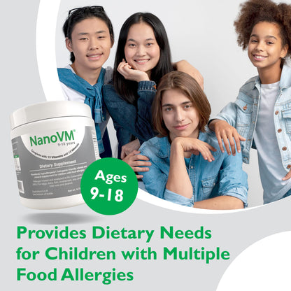 NanoVM 9-18 Years Allergen-Free Multivitamin Powder – Solace Nutrition (275g) Unflavored, Low-Carb