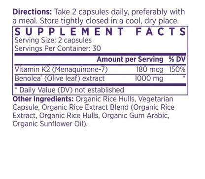 NAOMI BP Advanced: 1000mg Olive Leaf Extract + 180mcg Vitamin K2 | Cardiovascular Support