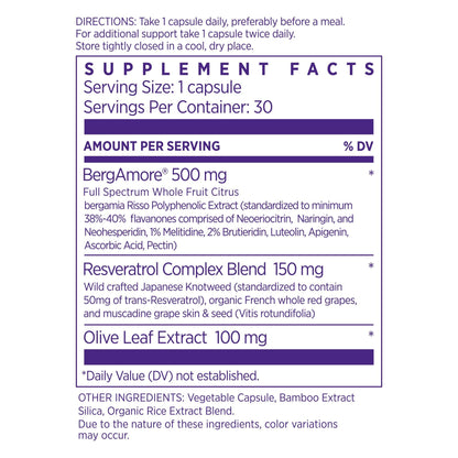 NAOMI Italian Citrus Bergamot 500mg + Resveratrol – 7 Polyphenols, 30-Day Supply
