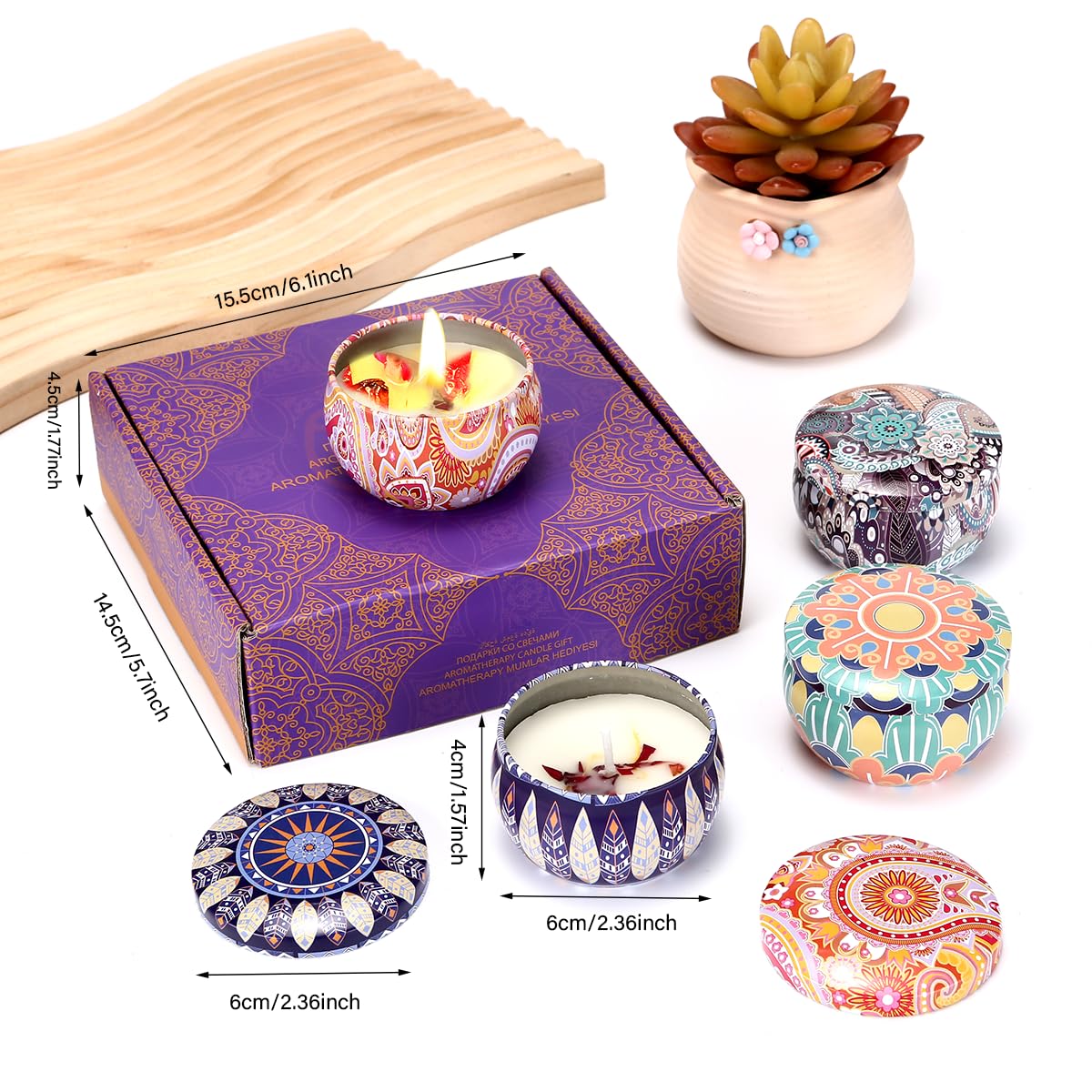 Naruning 4 Pack Aromatherapy Candles – Long-Lasting Soy Wax, Lavender & White Peach, Lemon & Milk Vanilla