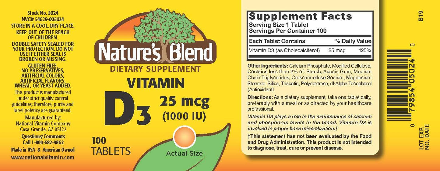 NAT B VIT D3 TB 1000IU 100 by Nature's Blend - B Vitamins