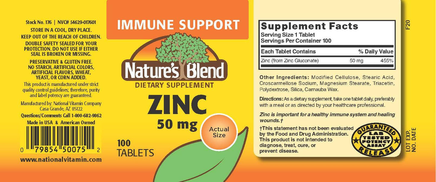 NAT B ZINC GLUC TB 50MG 100 Tablets – Vitamin B & Zinc