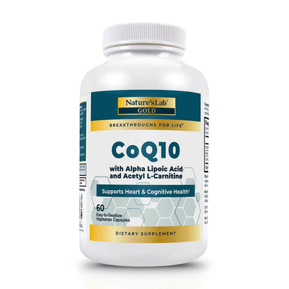 Nature's Lab Gold CoQ10 + Alpha Lipoic Acid + Acetyl L-Carnitine HCl – Heart Health & Energy
