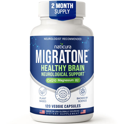 Migratone Headache Support Formula by Naticura – PA-Free Butterbur, Magnesium, B Vitamins & CoQ10