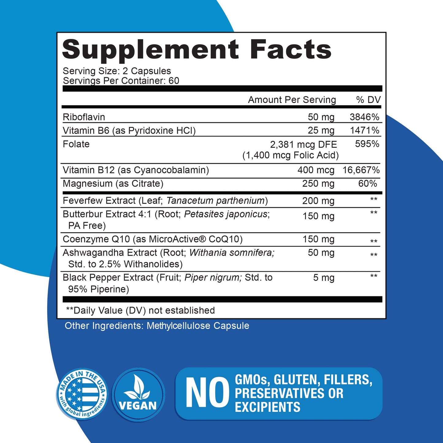 Migratone Headache Support Formula by Naticura – PA-Free Butterbur, Magnesium, B Vitamins & CoQ10