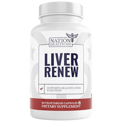 NATION HEALTH MD Liver Renew – Liver Support Detox & Repair with Artichoke, Milk Thistle, Dandelion & Turmeric