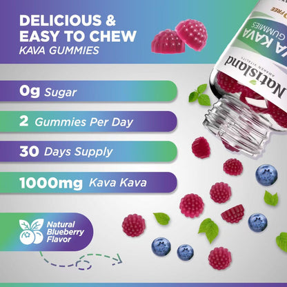 NATISLAND Kava Gummies – 7-in-1 Stress Relief, Sugar-Free & Vegan (2-pack)