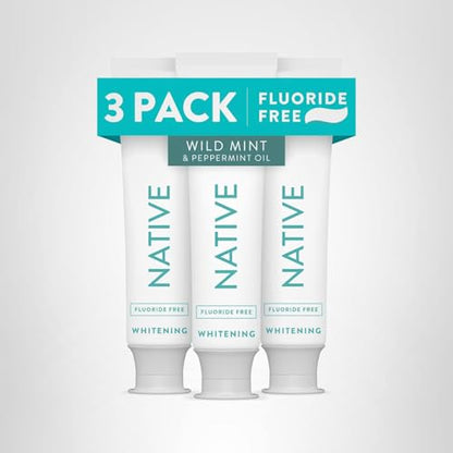 Native Fluoride-Free Whitening Toothpaste 4.1oz (3-Pack) – Wild Mint & Peppermint Oil