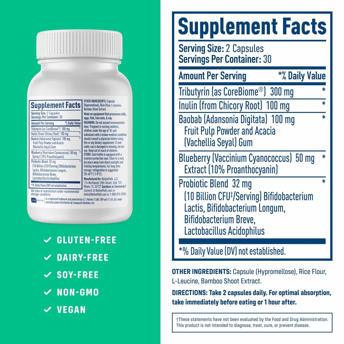 NativePath Complete Synbiotic — 3-in-1 Gut Health (10B CFU, 30 Servings)