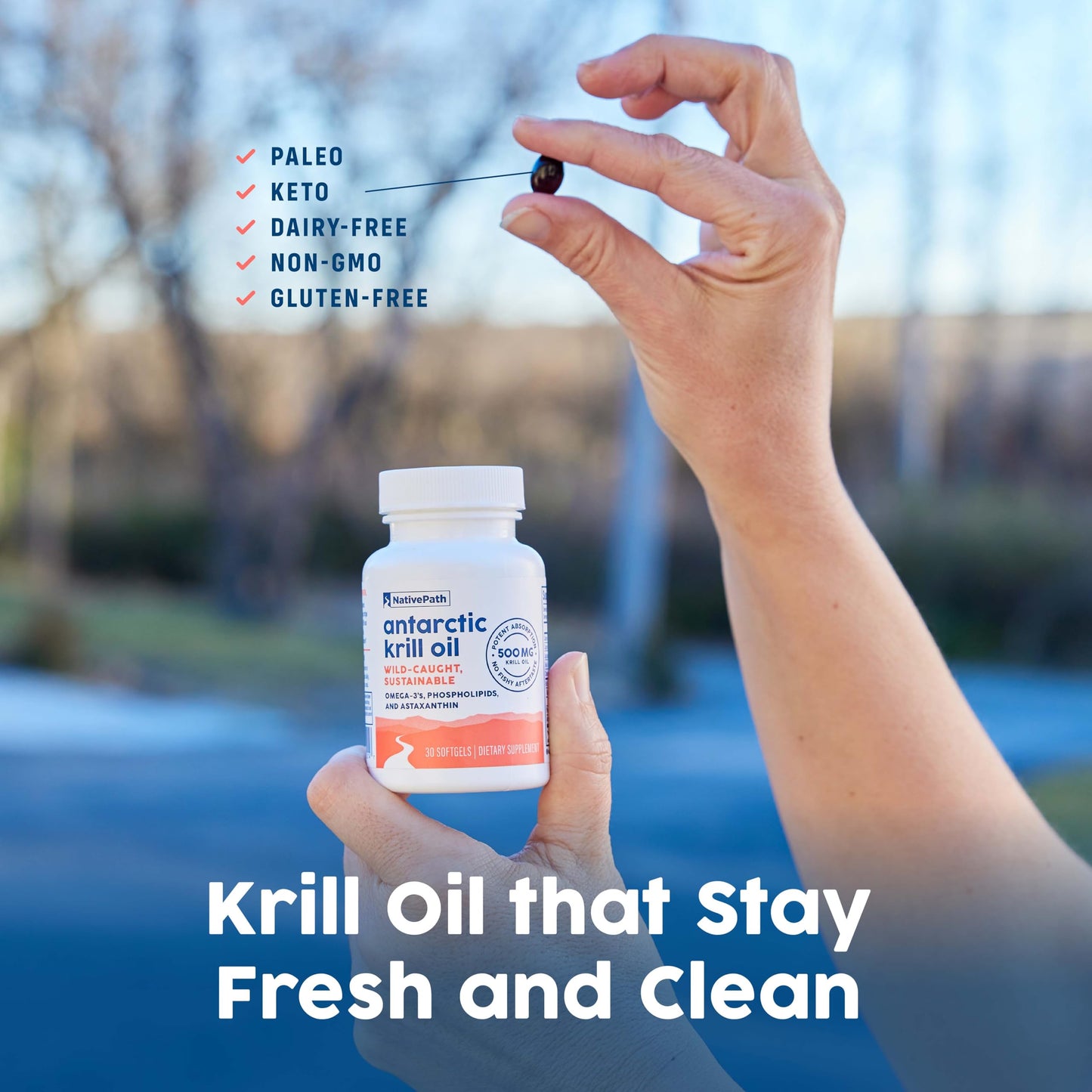 NativePath Krill Oil 500mg + Astaxanthin 200mcg | Phospholipid Omega-3 EPA/DHA, 30 Softgels