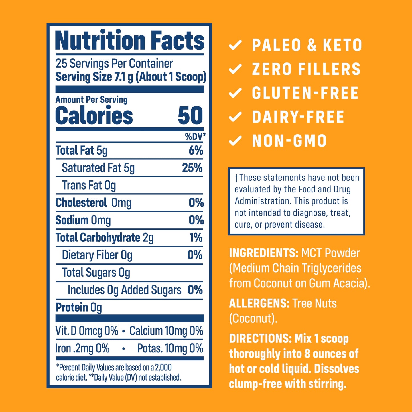 NativePath MCT Powder – Unflavored Keto MCTs (C8/C10), Dairy-Free, Gluten-Free, Non-GMO | 25 Servings