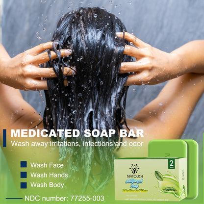 Natouch Antifungal Medicated Soap Bar – 2 Pack with Tea Tree, Eucalyptus & Lavender Oils