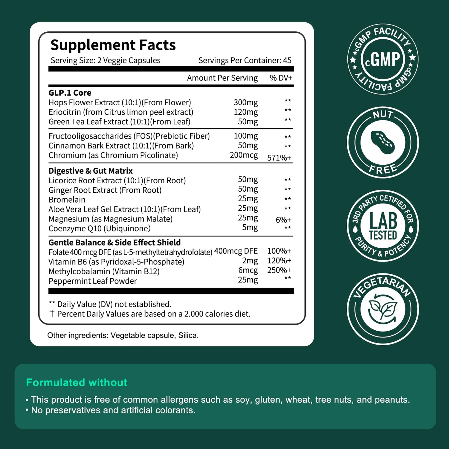 Natprime GLP-1 Supplement for Women & Men | Natural GLP-1 Support & Appetite Control - 90 Capsules