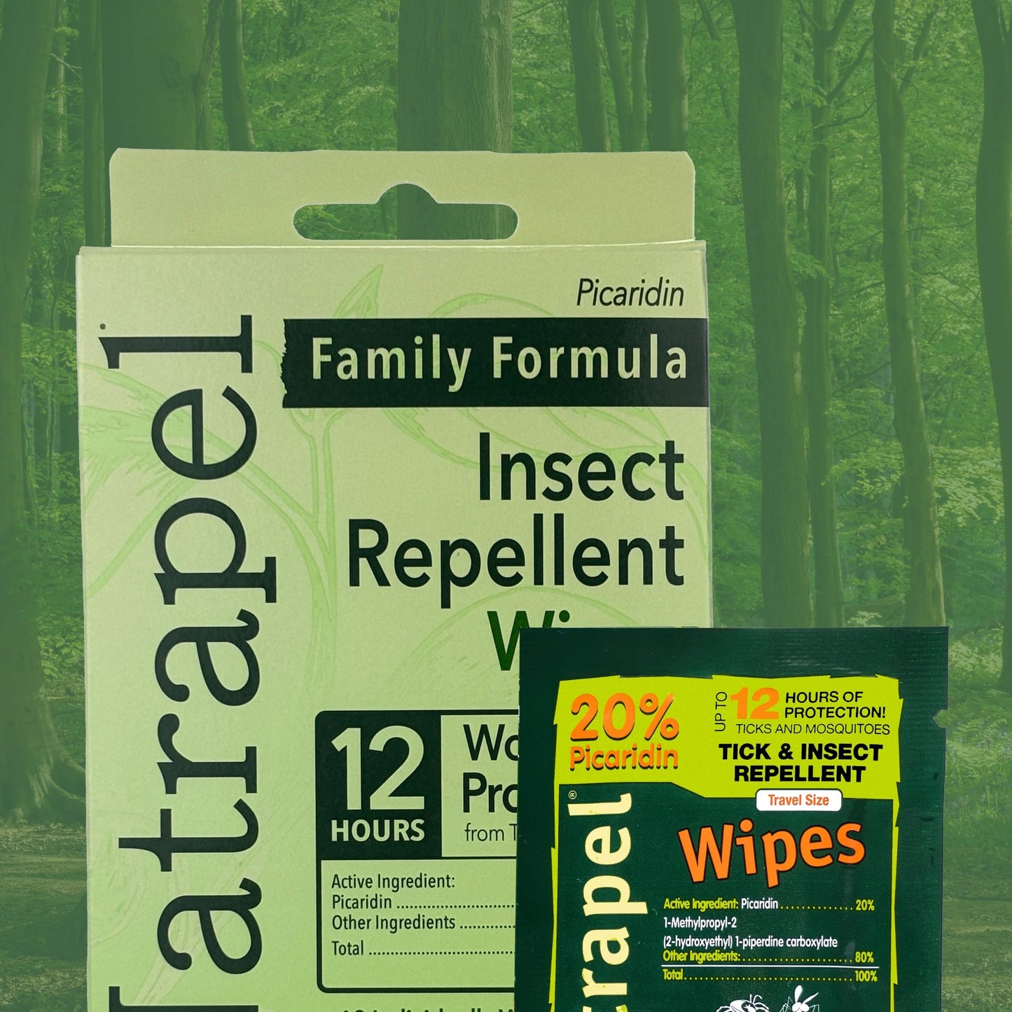 Natrapel Tick & Insect Repellent Wipes – 20% Picaridin, Up to 12 Hours, 3 Pack