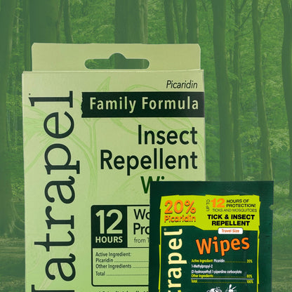 Natrapel Tick & Insect Repellent Wipes – 20% Picaridin, Up to 12 Hours, 3 Pack