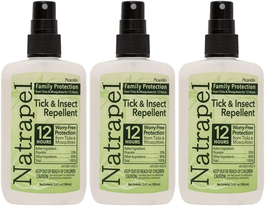 Natrapel Tick & Insect Repellent – 20% Picaridin, Up to 12 Hours Protection, 3-Pack (3.4 fl oz)