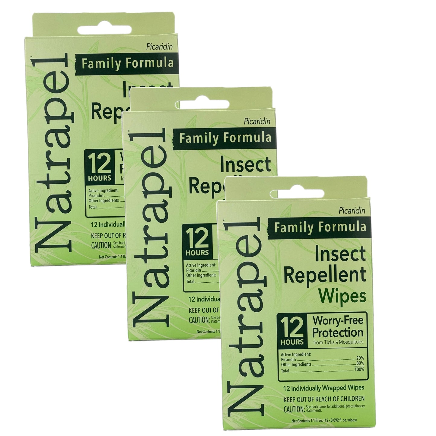 Natrapel Tick & Insect Repellent Wipes – 20% Picaridin, Up to 12 Hours, 3 Pack