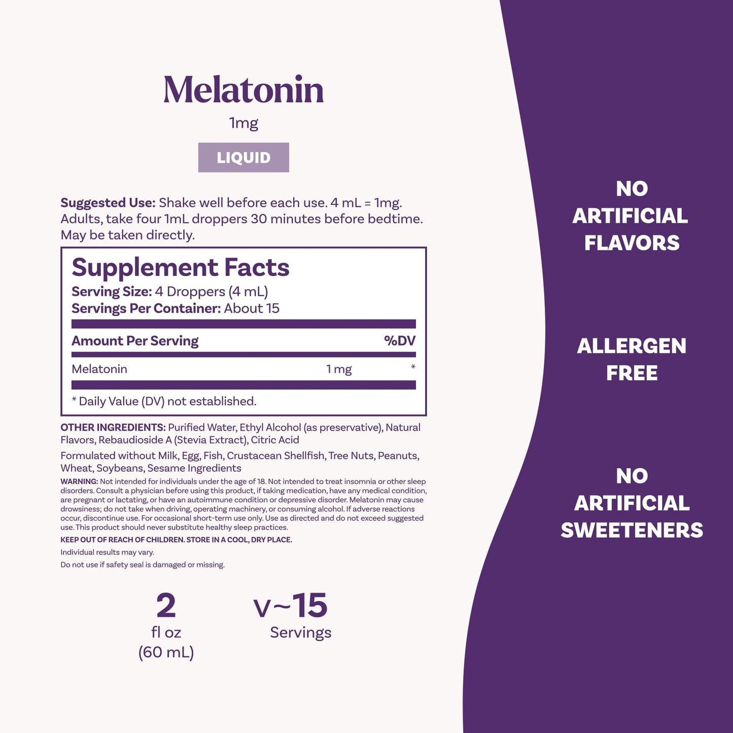 Natrol Liquid Melatonin 1 mg – Berry Sleep Aid, 2 fl oz, 15 Servings
