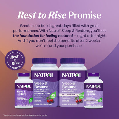 Natrol Sleep + Restore Calming Drink Mix with Magnesium Glycinate, GABA, Lemon Chamomile – 10 Stick Packs