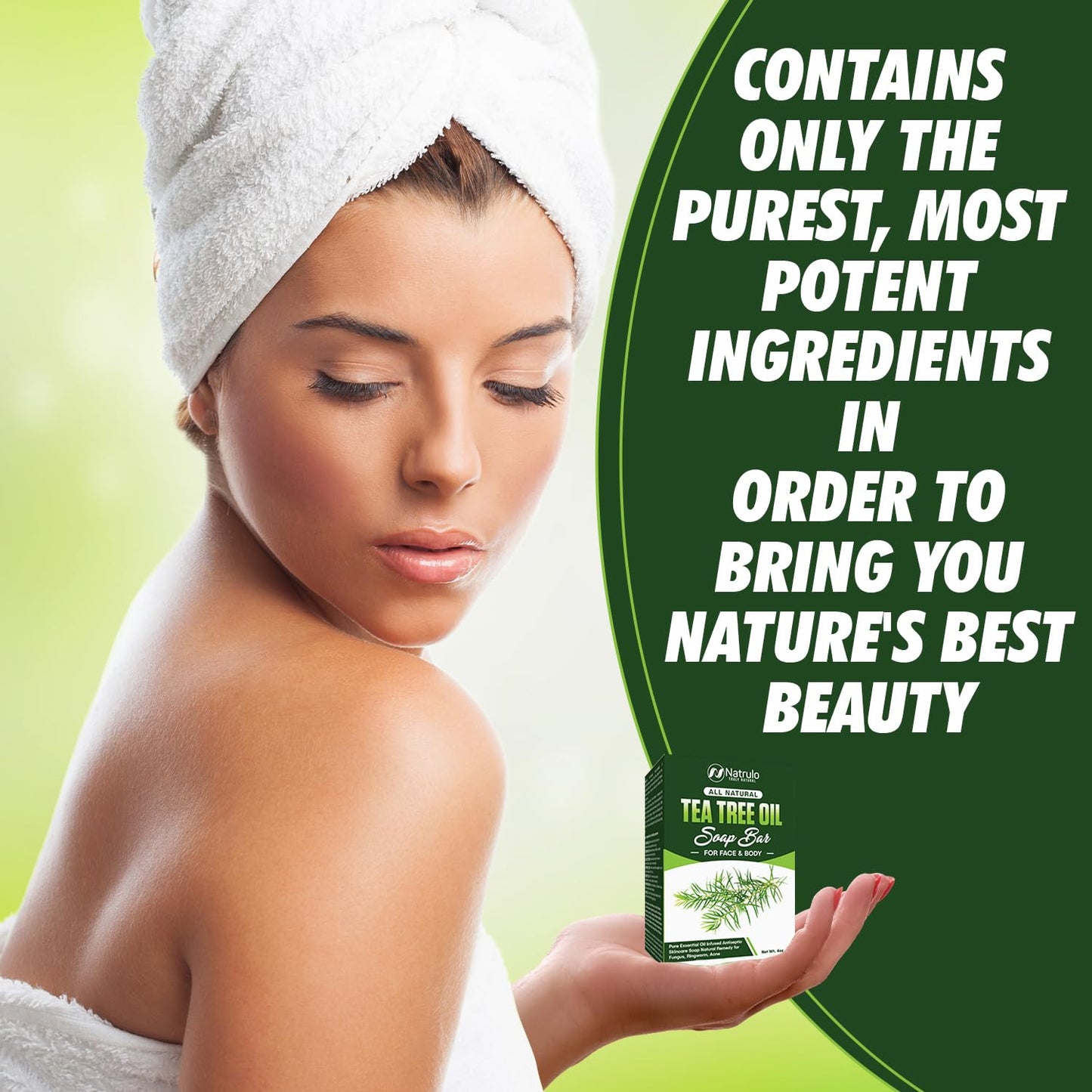 Natrulo Tea Tree Oil Soap Bar 4oz – Antifungal Skin Cleanser for Face, Body & Hair