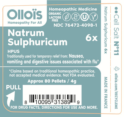 Natrum Sulphuricum 6X | OLLOIS Organic & Vegan Cell Salt # 11 (Pack of 3)