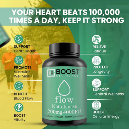 Nattokinase 4000 FU 200mg - Vegan No Stearates Gluten Free - Pure Natural Blood Thinner & Blood Flow Supplement - 100 Capsules / 100 Days Supply