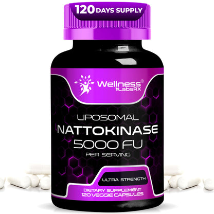 Nattokinase Supplement Capsules 5000 FU – Third-Party Tested Natto Enzymes | Daily Wellness – 120 Count
