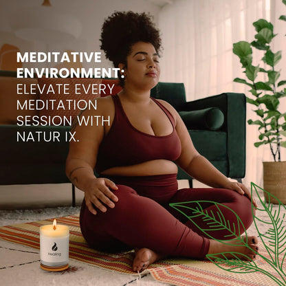 Natur IX Cleansing Scented Candles for Home | Sage & Palo Santo | Natural Non Toxic Soy Candles with Essential Oils | 50 H Long Burning | (Healing | Eucalyptus & Sage)