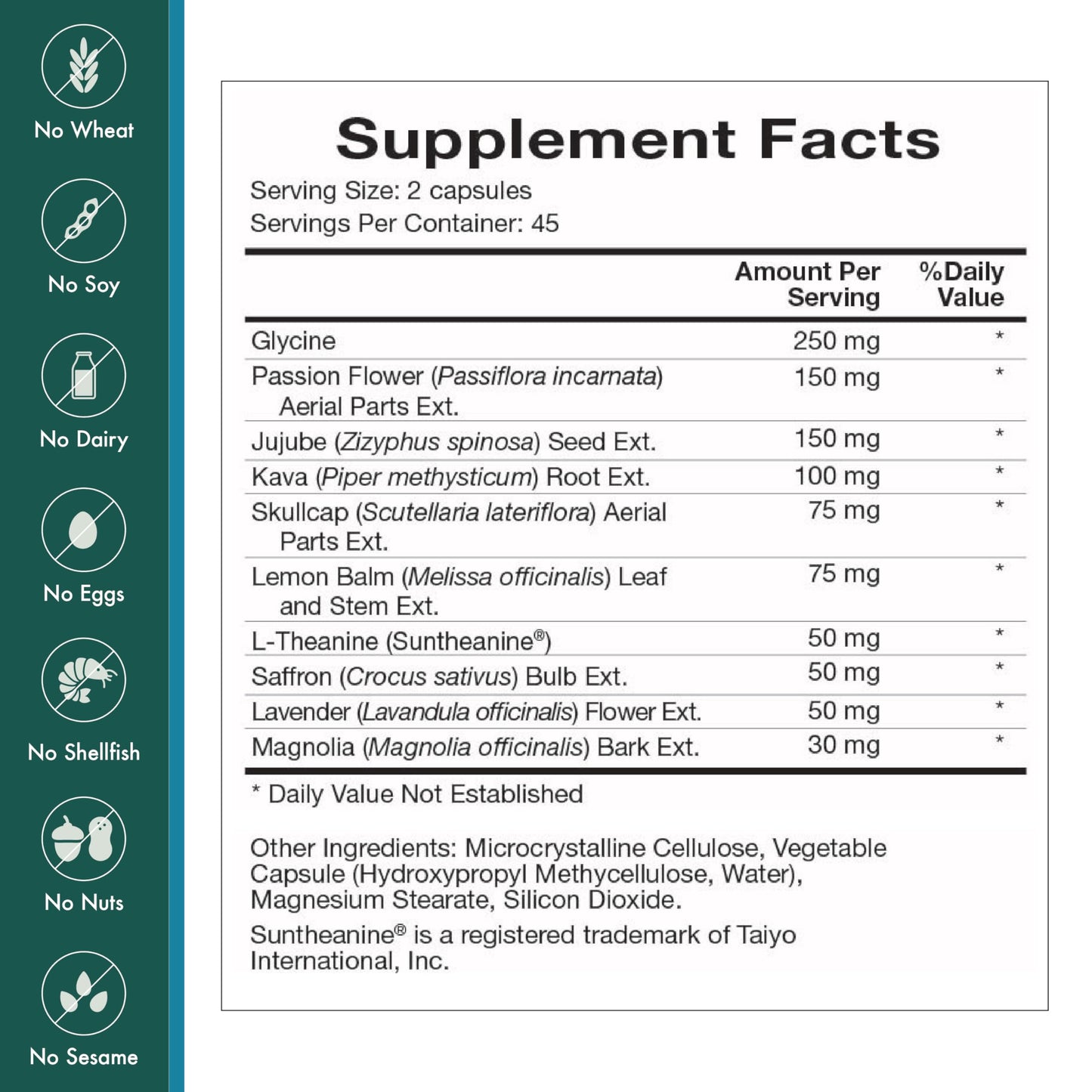 Natura Health Tranquility: Relaxation Support with L-Theanine & Herbs (90 Capsules)