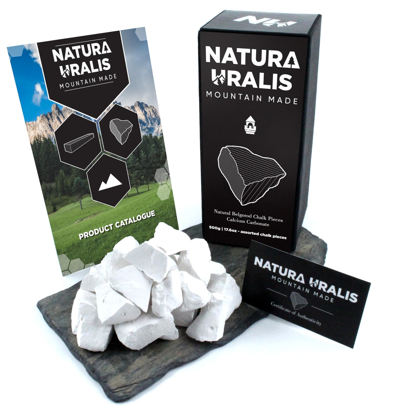 Natura Uralis Premium Belgorod Chalk Chunks - 17oz White Calcium Carbonate