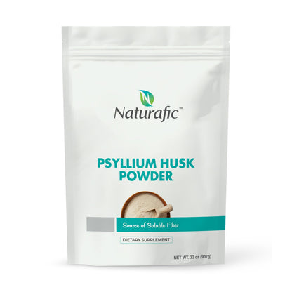 Naturafic Psyllium Husk Powder Unflavored – Digestive Fiber for Bowel Regularity & Gut Health – Non-GMO, Gluten-Free, Vegan, Keto – 32oz
