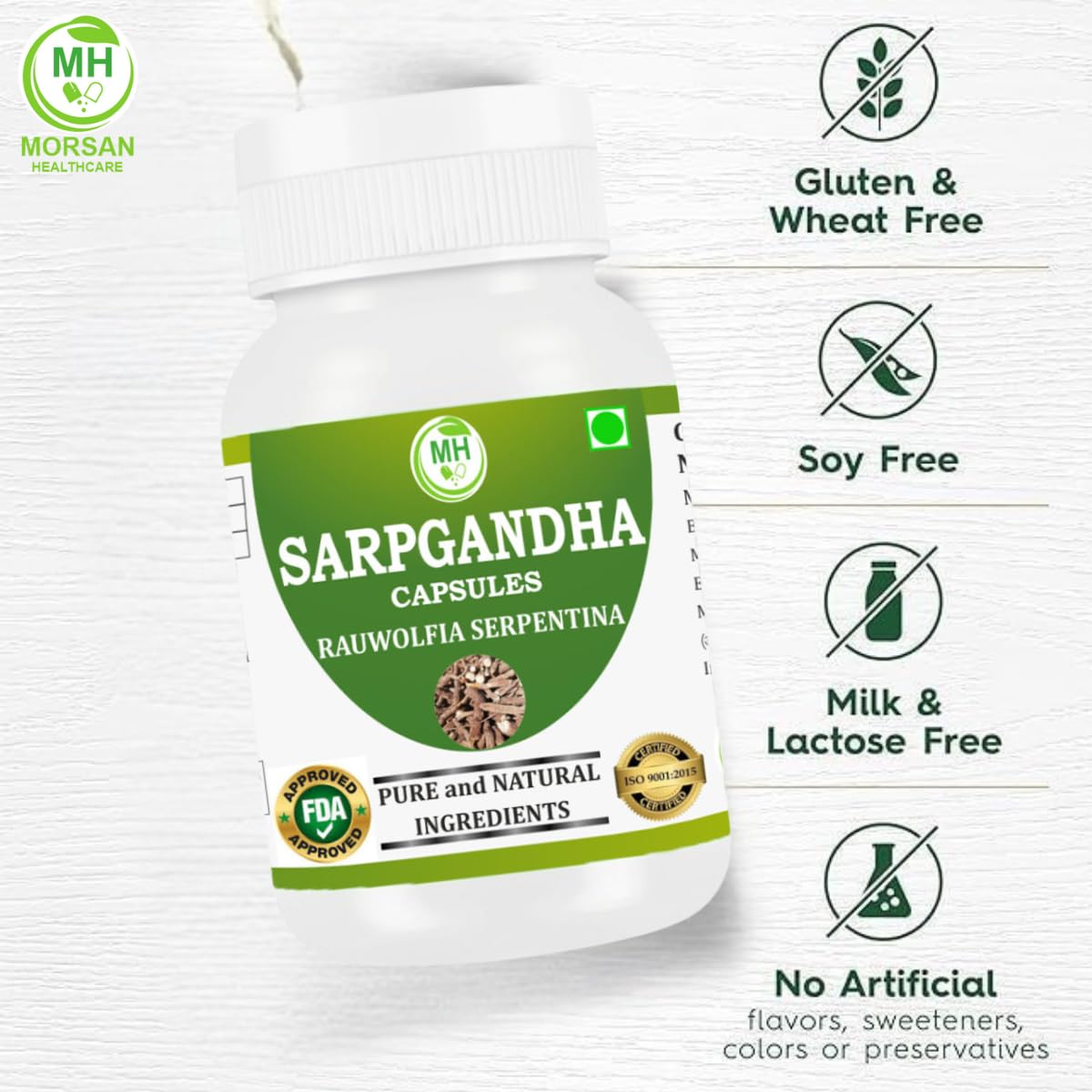 Morsan Healthcare Sarpgandha (Rauwolfia Serpentina) Capsules – 2 x 60 Veg Capsules | 500 mg Herbal Extract
